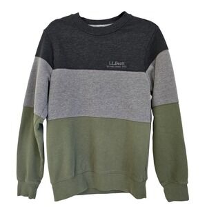 LL Bean Colorblock Sweatshirt Crewneck Long Sleeve Gray Green Men's Small S